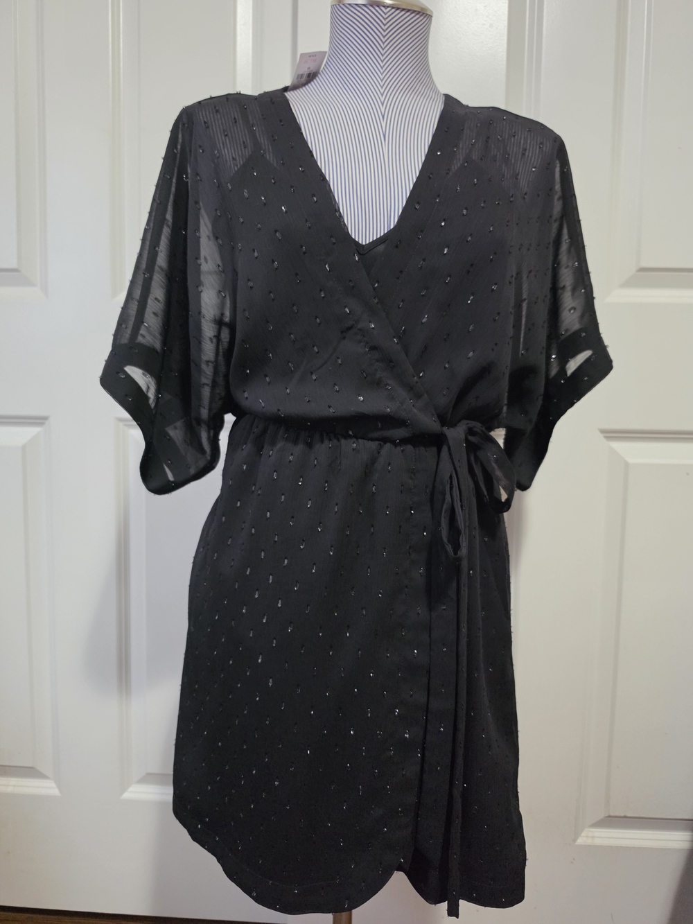 Express Black Sheer Wrap Robe with Tie Waist